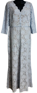 Lauren Ralph Lauren Floral Lace Dress Size 8 Women's Blue Formal Evening New